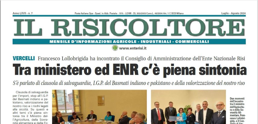 Pubblicato on-line Il Risicoltore di luglio-agosto 2024