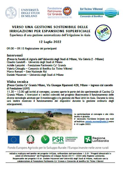 L'Ente risi al convegno irriGate