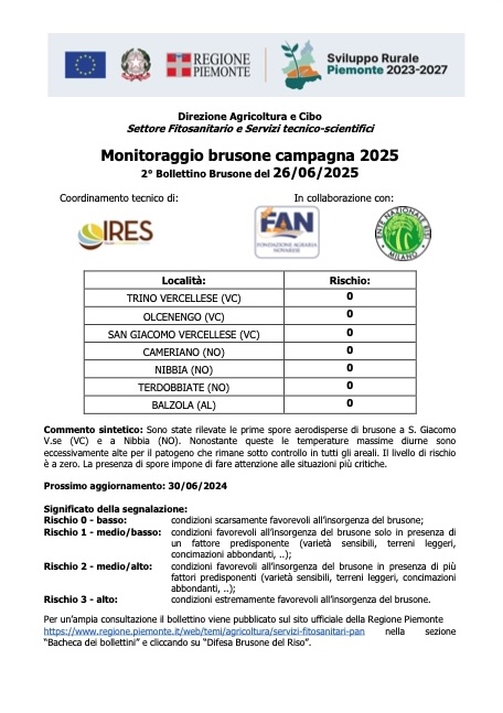 2° bollettino Monitoraggio Brusone - 26/06/2025