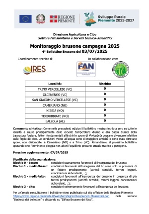 4° bollettino Monitoraggio Brusone - 03/07/2025